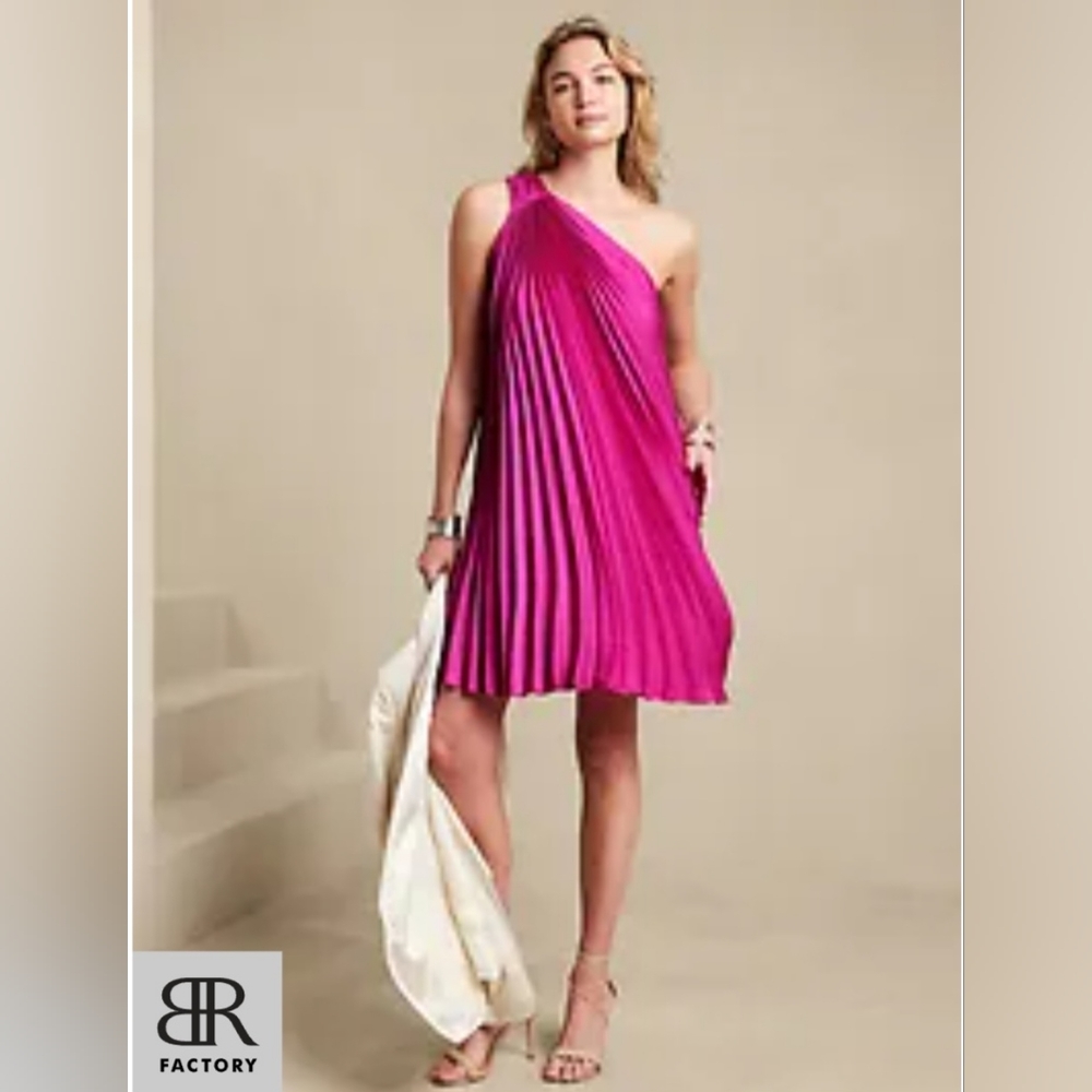 Banana Republic Fuscia One-Shoulder Dress